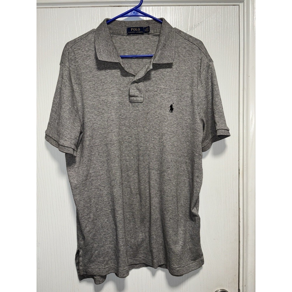 Polo by Ralph Lauren Men's Polo Shirt Gray Short Sleeve Size‎ Large Embroidered